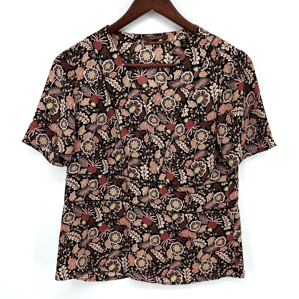 Scotch&Soda Womens M Floral Printed Short Sleeve V-Neck Blouse L'amour Tonjours